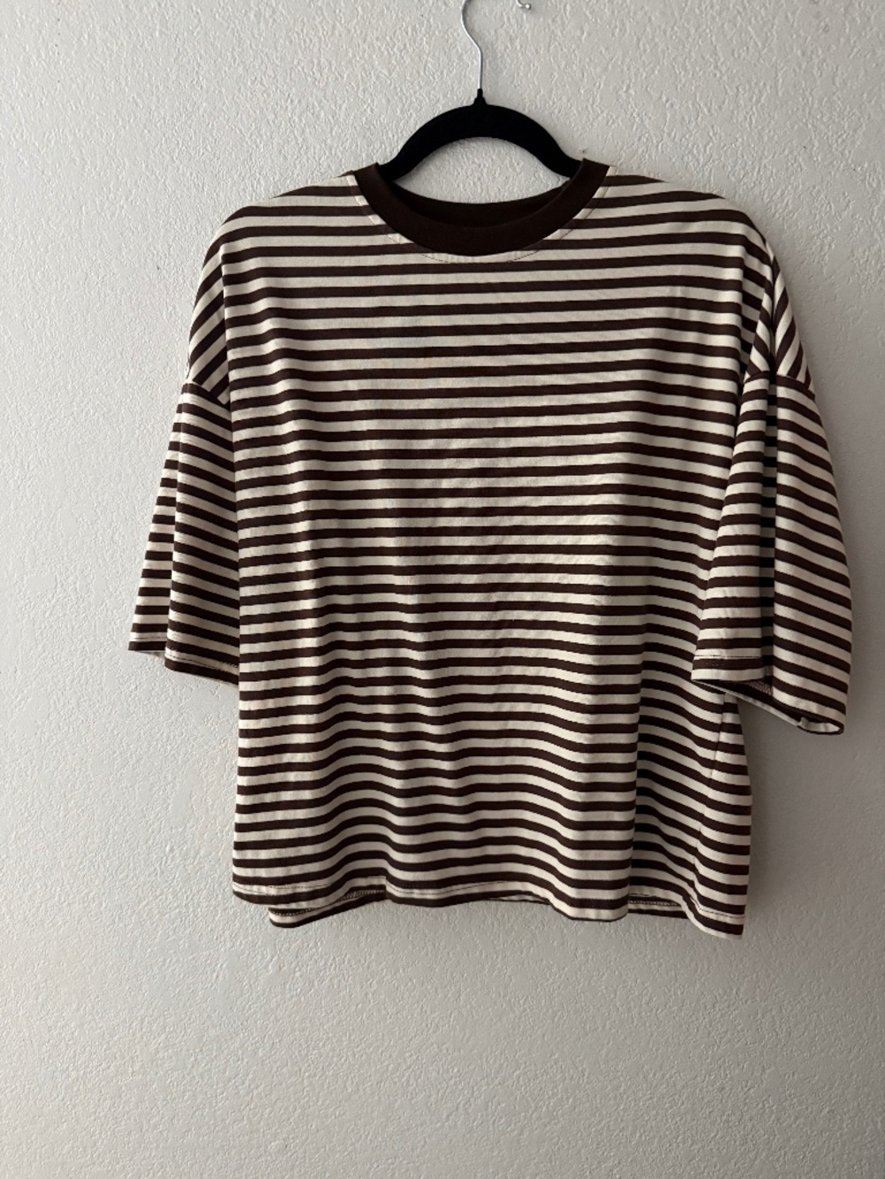NWOT brown strip tee